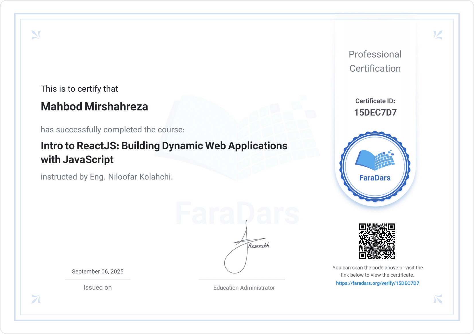 Front End With React.js